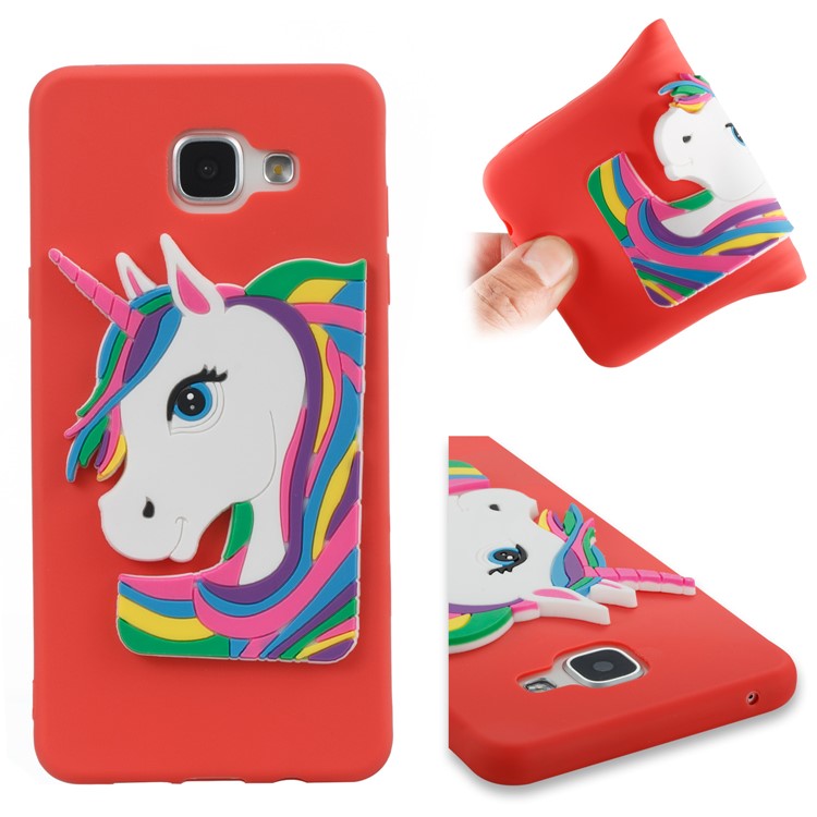 Lovely 3D Unicorn Pattern TPU Shell Case for Samsung Galaxy A5 SM-A510F (2016) - Red-1