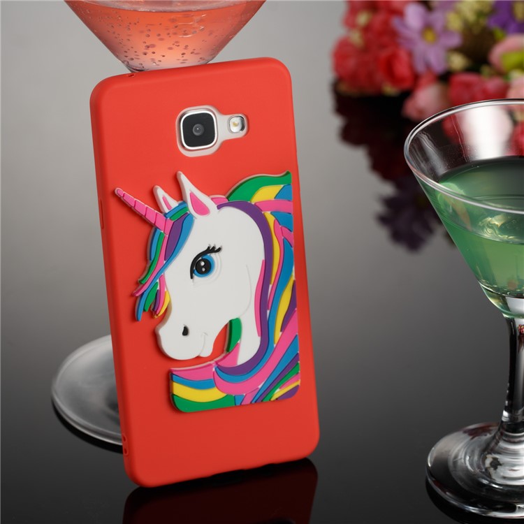 Lovely 3D Unicorn Pattern TPU Shell Case for Samsung Galaxy A5 SM-A510F (2016) - Red-3