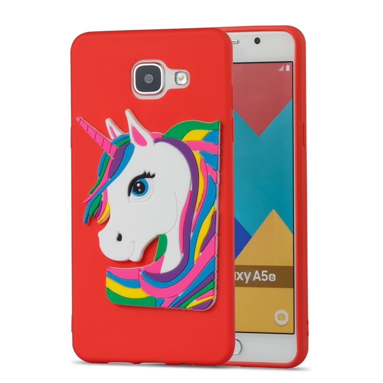 Lovely 3D Unicorn Pattern TPU Shell Case for Samsung Galaxy A5 SM-A510F (2016) - Red-4