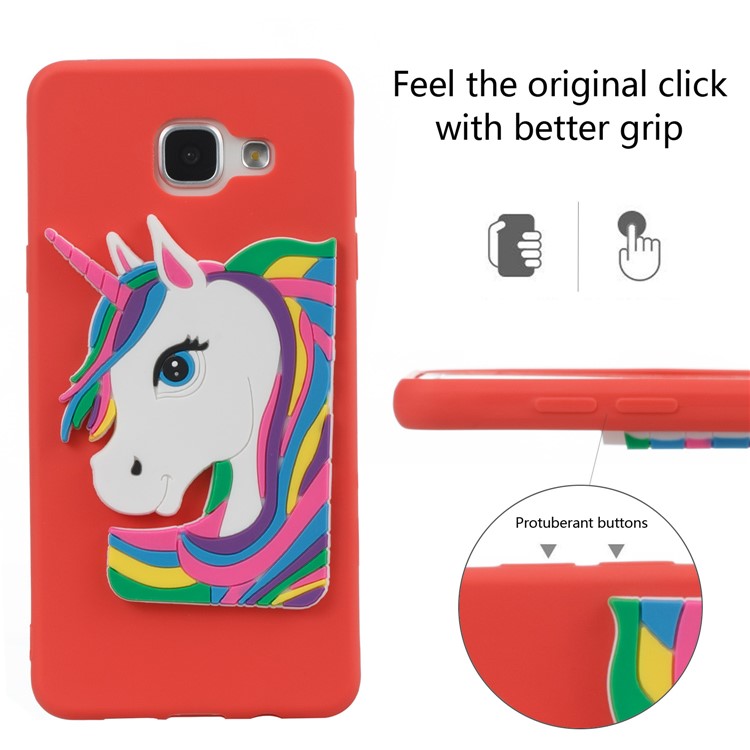 Lovely 3D Unicorn Pattern TPU Shell Case for Samsung Galaxy A5 SM-A510F (2016) - Red-6