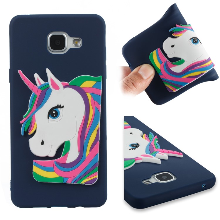 Lovely 3D Unicorn Pattern TPU Cover Shell for Samsung Galaxy A5 SM-A510F (2016) - Dark Blue-1