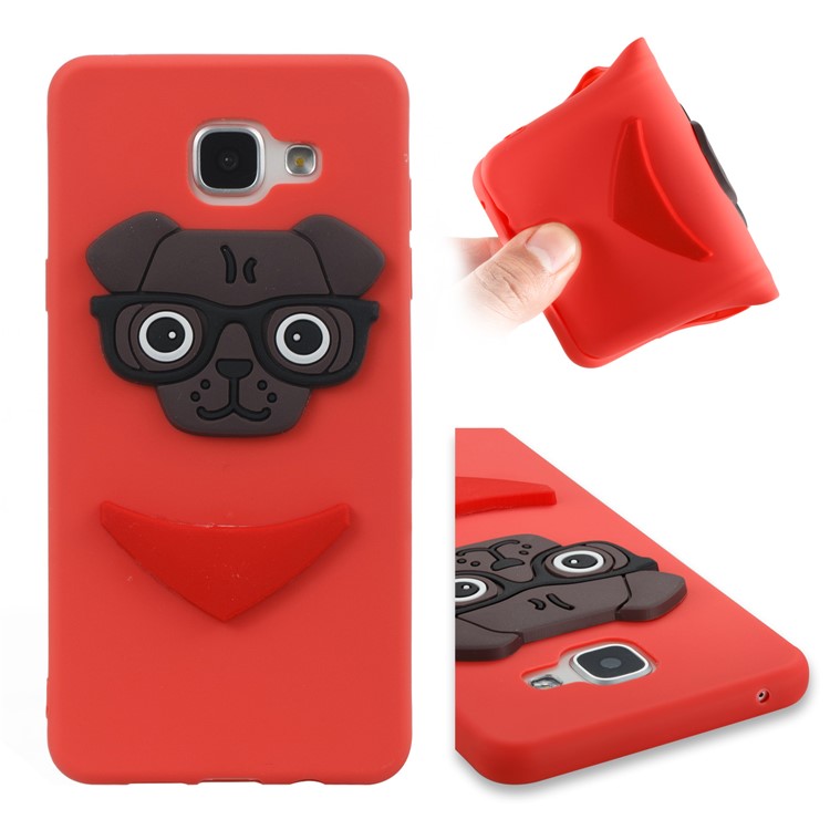 Cute 3D Puppy TPU Soft Phone Shell for Samsung Galaxy A5 SM-A510 - Red-1