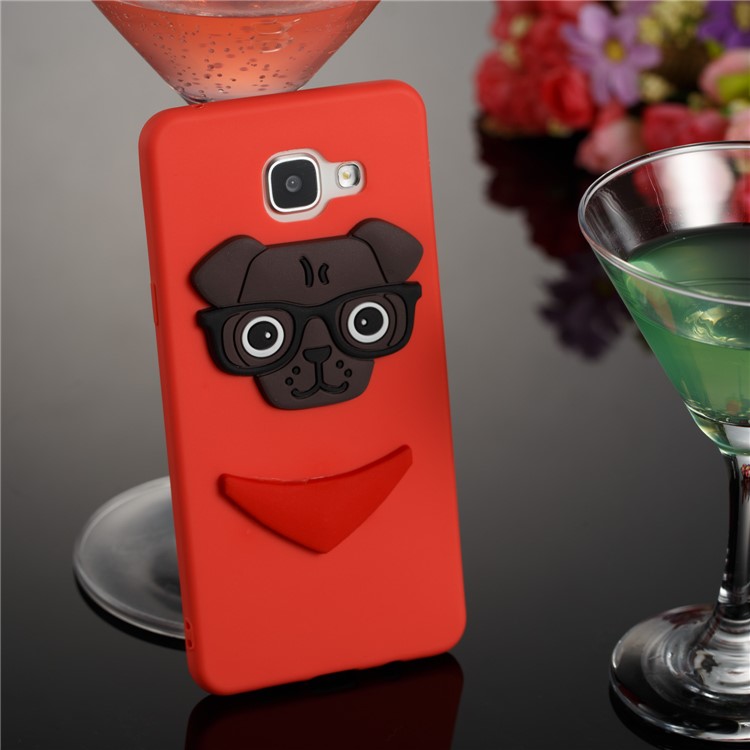 Cute 3D Puppy TPU Soft Phone Shell for Samsung Galaxy A5 SM-A510 - Red-3