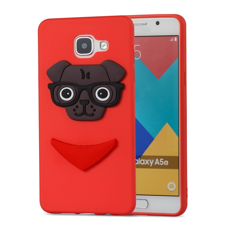 Cute 3D Puppy TPU Soft Phone Shell for Samsung Galaxy A5 SM-A510 - Red-4