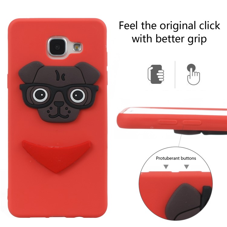 Cute 3D Puppy TPU Soft Phone Shell for Samsung Galaxy A5 SM-A510 - Red-6