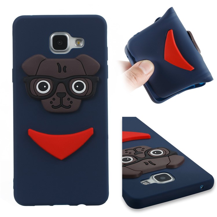 Cute 3D Puppy TPU Soft Cell Phone Case for Samsung Galaxy A5 SM-A510 - Dark Blue-1