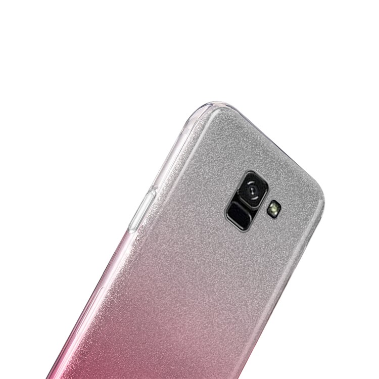 NXE 3-in-1 Gradient Color Glittery Powder Paper TPU + PC Mobile Case for Samsung Galaxy A8 (2018) - Pink-3