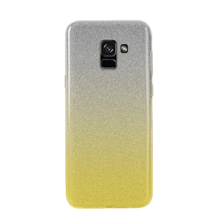 NXE 3-in-1 Gradient Color Glittery Powder Paper TPU + PC Back Cover for Samsung Galaxy A8 (2018) - Yellow-1