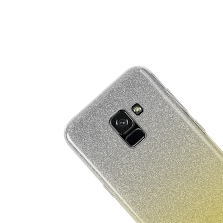 NXE 3-in-1 Gradient Color Glittery Powder Paper TPU + PC Back Cover for Samsung Galaxy A8 (2018) - Yellow-2