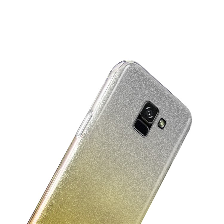 NXE 3-in-1 Gradient Color Glittery Powder Paper TPU + PC Back Cover for Samsung Galaxy A8 (2018) - Yellow-3