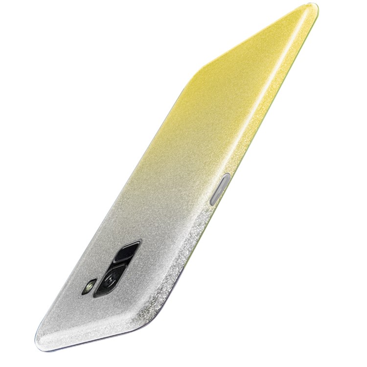 NXE 3-in-1 Gradient Color Glittery Powder Paper TPU + PC Back Cover for Samsung Galaxy A8 (2018) - Yellow-4