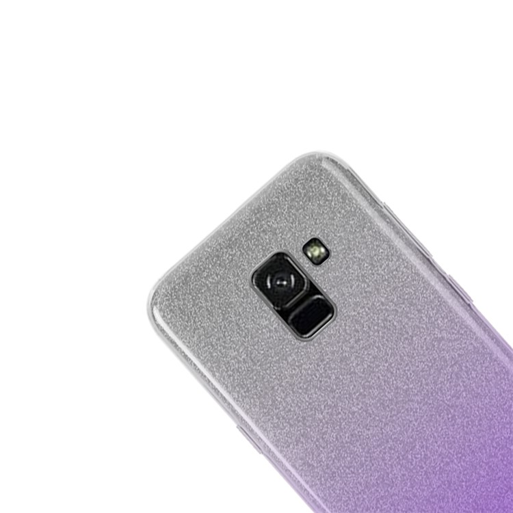 NXE 3-in-1 Gradient Color Glittery Powder Paper TPU + PC Combo Cover for Samsung Galaxy A8 (2018) - Purple-2