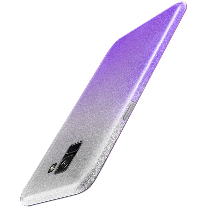 NXE 3-in-1 Gradient Color Glittery Powder Paper TPU + PC Combo Cover for Samsung Galaxy A8 (2018) - Purple-4