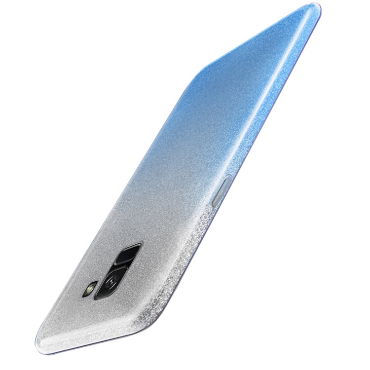 NXE for Samsung Galaxy A8+ (2018) 3-in-1 Gradient Color Glittery Powder Paper TPU + PC Back Cover Shell - Blue-4