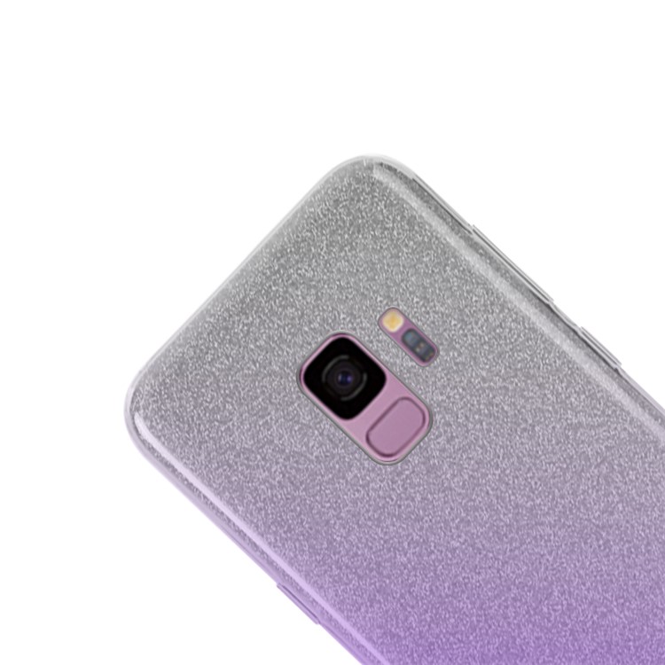 NXE TPU + PC Cellphone Back Shell Case with Gradient Color Glittery Powder Paper for Samsung Galaxy S9 G960 - Purple-2
