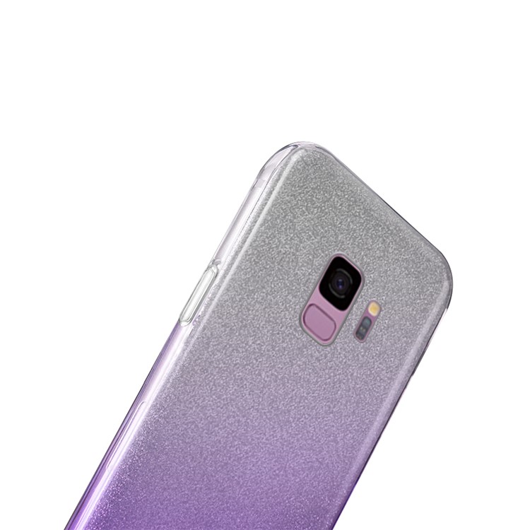 NXE TPU + PC Cellphone Back Shell Case with Gradient Color Glittery Powder Paper for Samsung Galaxy S9 G960 - Purple-3