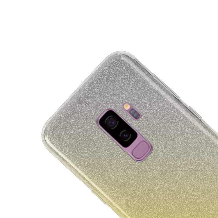 NXE TPU + PC Combo Phone Cover Case with Gradient Color Glittery Powder Paper for Samsung Galaxy S9 Plus G965 - Yellow-2