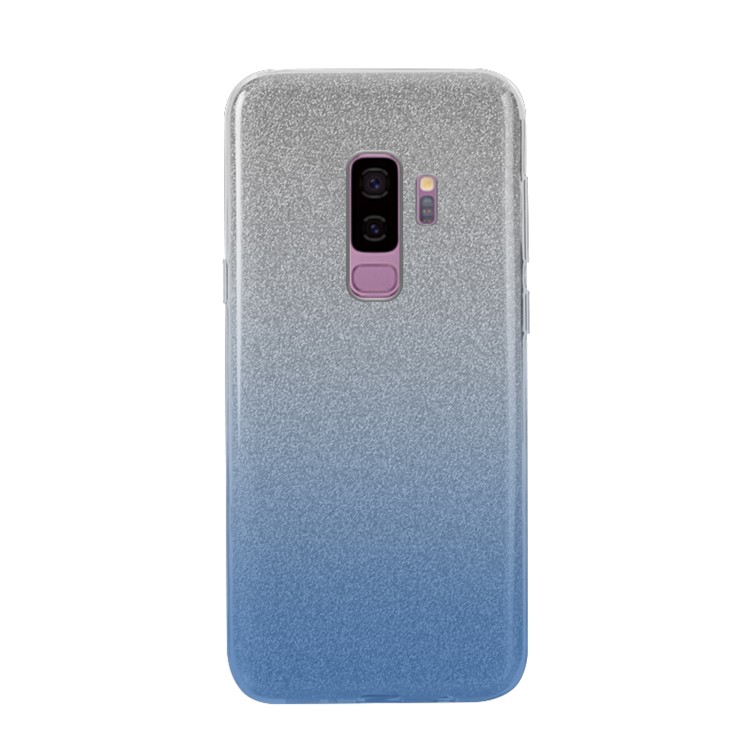 NXE for Samsung Galaxy S9+ G965 TPU + PC Hybrid Cellphone Back Case with Gradient Color Glittery Powder Paper - Blue-1