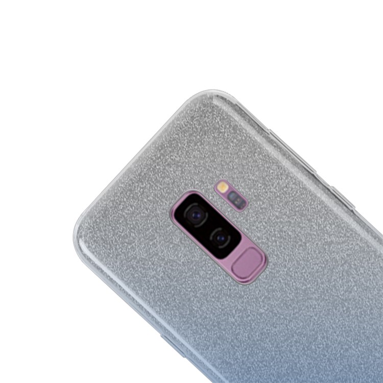 NXE for Samsung Galaxy S9+ G965 TPU + PC Hybrid Cellphone Back Case with Gradient Color Glittery Powder Paper - Blue-2