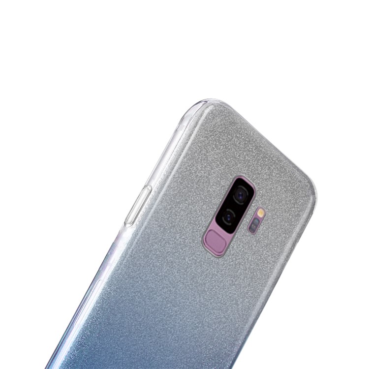 NXE for Samsung Galaxy S9+ G965 TPU + PC Hybrid Cellphone Back Case with Gradient Color Glittery Powder Paper - Blue-3