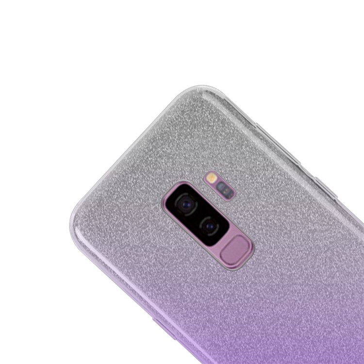 NXE TPU PC Super Thin Back Phone Shell with Gradient Color Glittery Powder Paper for Samsung Galaxy S9+ G965 - Purple-2
