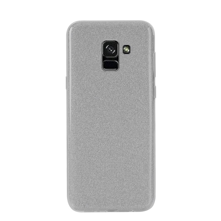 NXE Glittery Powder PC + TPU Hybrid Shell Case for Samsung Galaxy A8+ (2018) - Grey-1