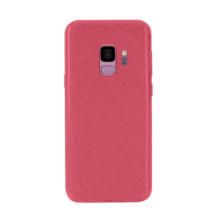 NXE Glittery Powder PC + TPU Hybrid Phone Case for Samsung Galaxy S9 SM-G960 - Red-1