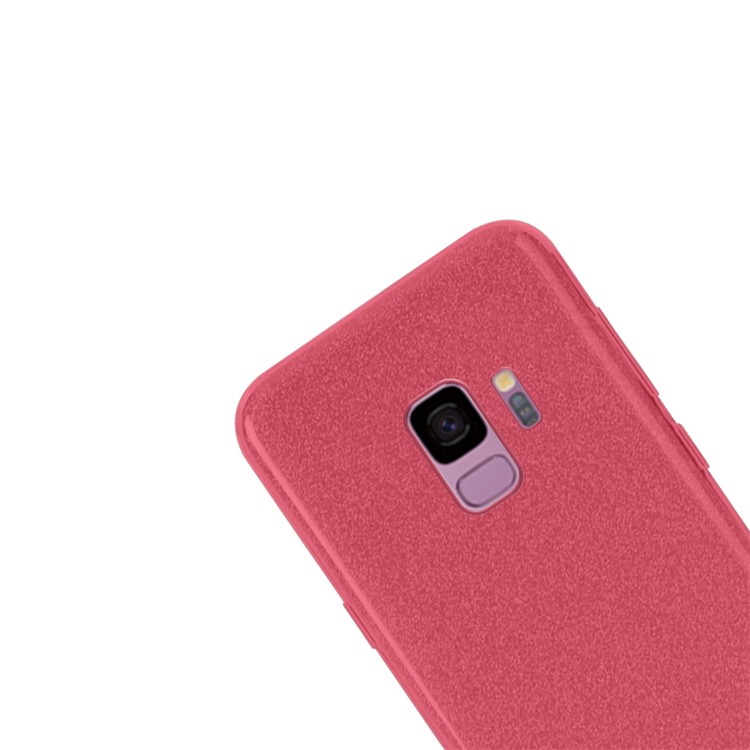 NXE Glittery Powder PC + TPU Hybrid Phone Case for Samsung Galaxy S9 SM-G960 - Red-2