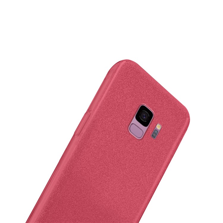 NXE Glittery Powder PC + TPU Hybrid Phone Case for Samsung Galaxy S9 SM-G960 - Red-3