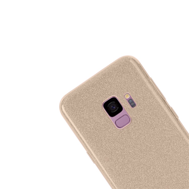 NXE Glittery Powder PC + TPU Hybrid Cover Shell for Samsung Galaxy S9 SM-G960 - Gold-2
