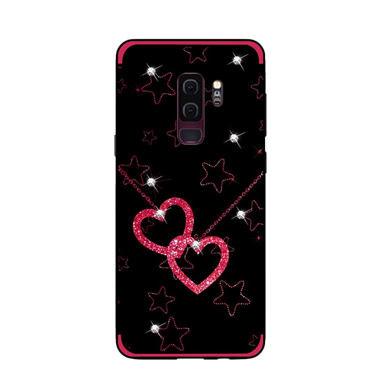 NXE Rhinestone Decor Pattern Bayer TPU Case for Samsung Galaxy S9+ SM-G965 - Heart and Star Pattern-2