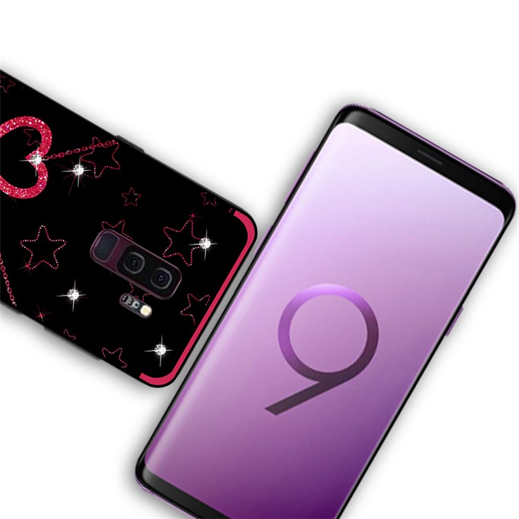 NXE Rhinestone Decor Pattern Bayer TPU Case for Samsung Galaxy S9+ SM-G965 - Heart and Star Pattern-4