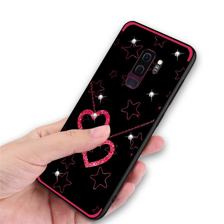 NXE Rhinestone Decor Pattern Bayer TPU Case for Samsung Galaxy S9+ SM-G965 - Heart and Star Pattern-5