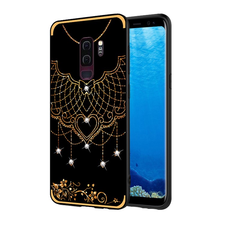 NXE Rhinestone Decor Pattern Bayer TPU Back Cover for Samsung Galaxy S9+ SM-G965 - Tribal Mesh Pattern-1