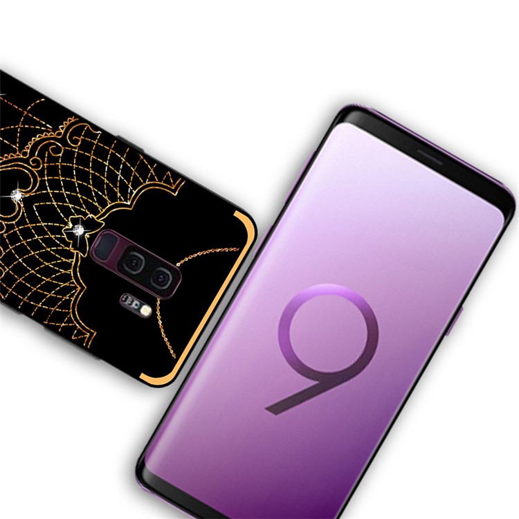 NXE Rhinestone Decor Pattern Bayer TPU Back Cover for Samsung Galaxy S9+ SM-G965 - Tribal Mesh Pattern-4