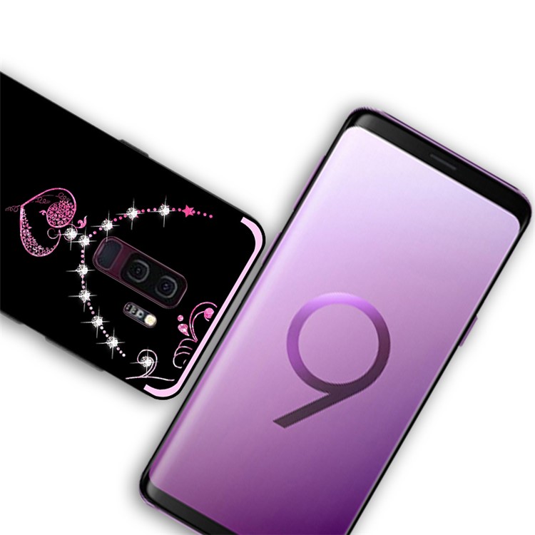 NXE Rhinestone Decor Pattern Bayer TPU Phone Shell for Samsung Galaxy S9+ SM-G965 - Heart Pattern-4
