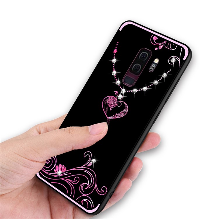 NXE Rhinestone Decor Pattern Bayer TPU Phone Shell for Samsung Galaxy S9+ SM-G965 - Heart Pattern-5