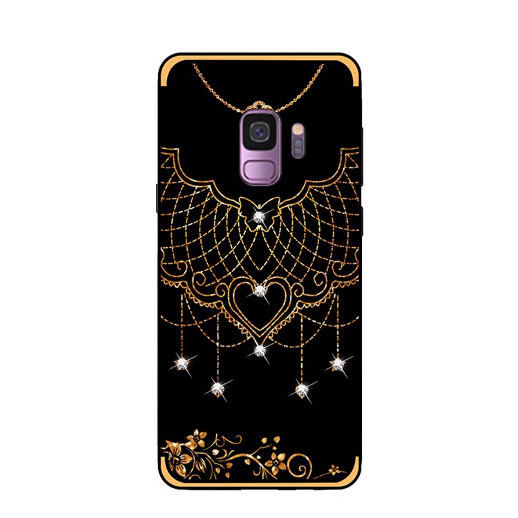 NXE Pattern Printing Rhinestone Decor Bayer TPU Phone Casing for Samsung Galaxy S9 SM-G960 - Tribal Mesh Pattern-2