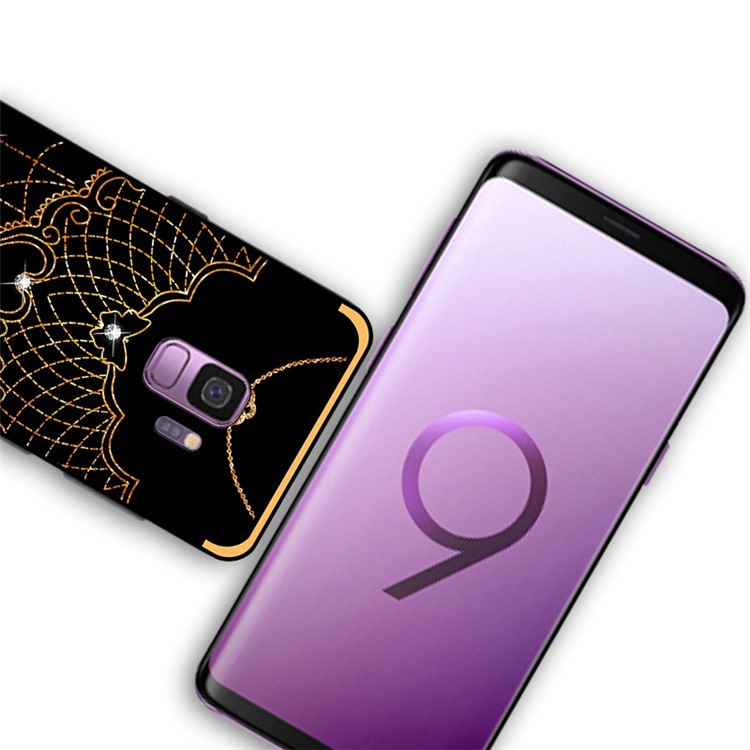NXE Pattern Printing Rhinestone Decor Bayer TPU Phone Casing for Samsung Galaxy S9 SM-G960 - Tribal Mesh Pattern-4