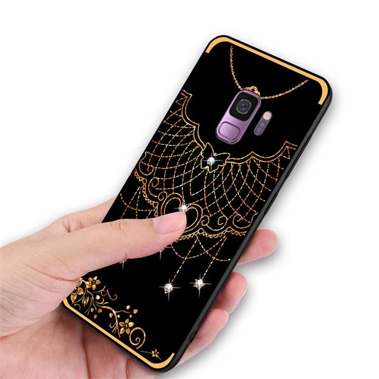 NXE Pattern Printing Rhinestone Decor Bayer TPU Phone Casing for Samsung Galaxy S9 SM-G960 - Tribal Mesh Pattern-5