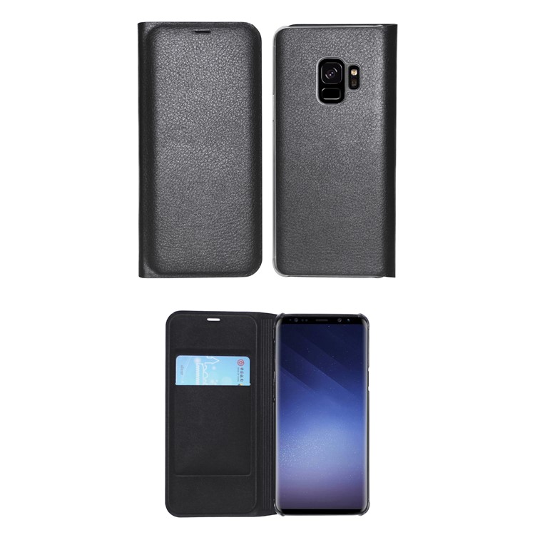 Flip PU Leather Card Holder Phone Case for Samsung Galaxy S9 G960 - Black-5