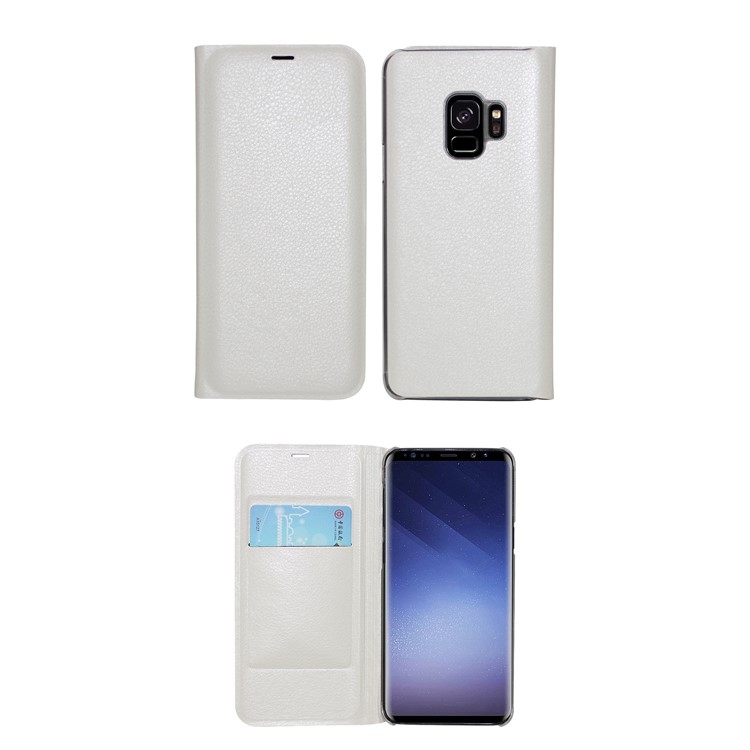 Flip PU Leather Card Holder Phone Cover for Samsung Galaxy S9 G960 - White-2