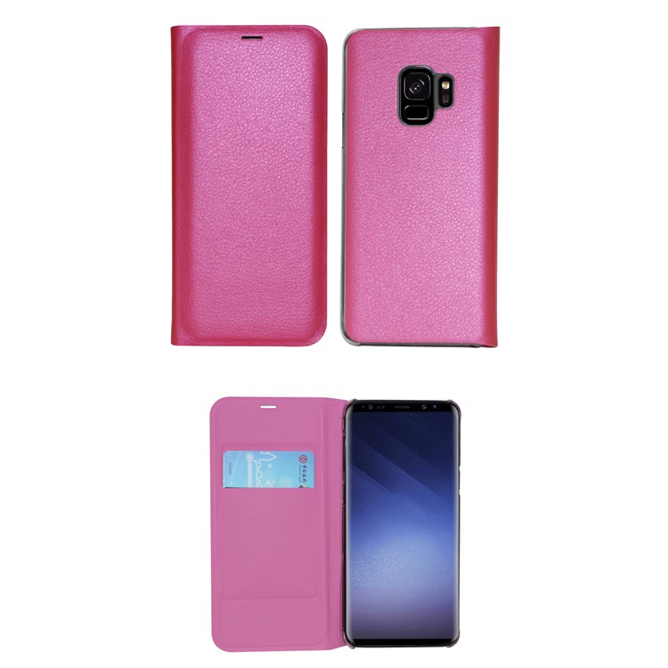 Flip PU Leather Card Holder Phone Shell for Samsung Galaxy S9 G960 - Rose-2