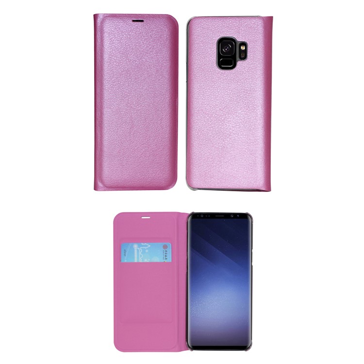 Flip PU Leather Mobile Case with Card Slot for Samsung Galaxy S9 G960 - Pink-2