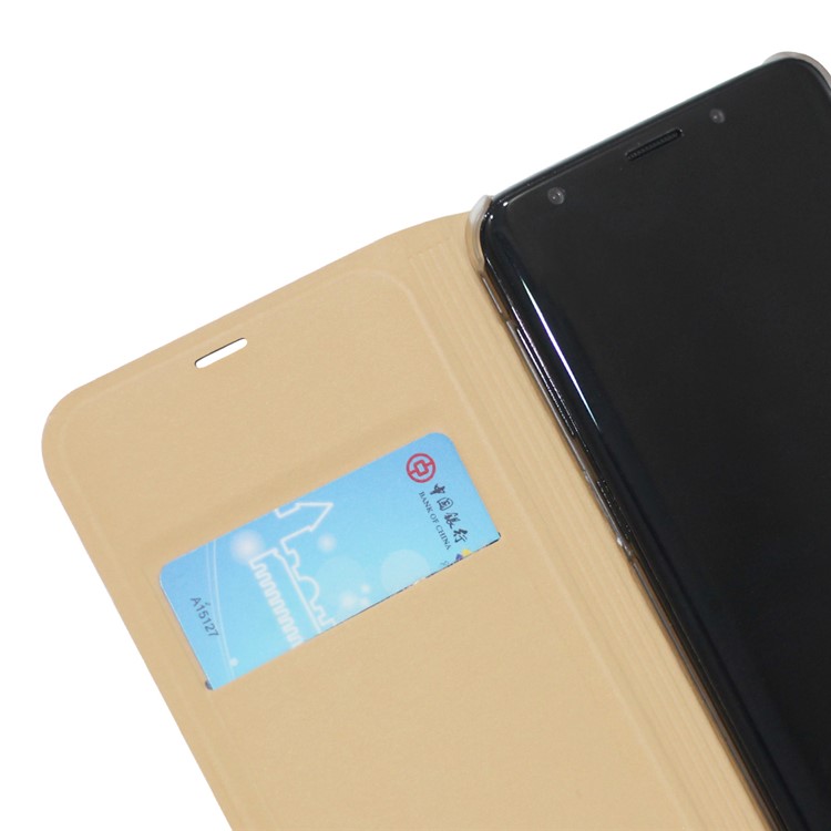 Flip PU Leather Mobile Cover with Card Slot for Samsung Galaxy S9 G960 - Gold-4