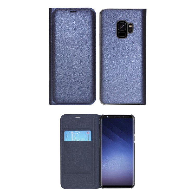 Flip PU Leather Protector Case with Card Holder for Samsung Galaxy S9 G960 - Dark Blue-3