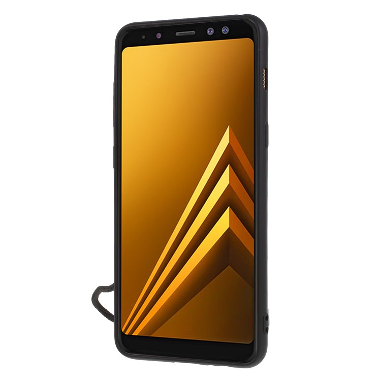 Pattern Printing TPU Jelly Case for Samsung Galaxy A8 (2018) with Wrist Strap - Do Not Touch My Phone-2