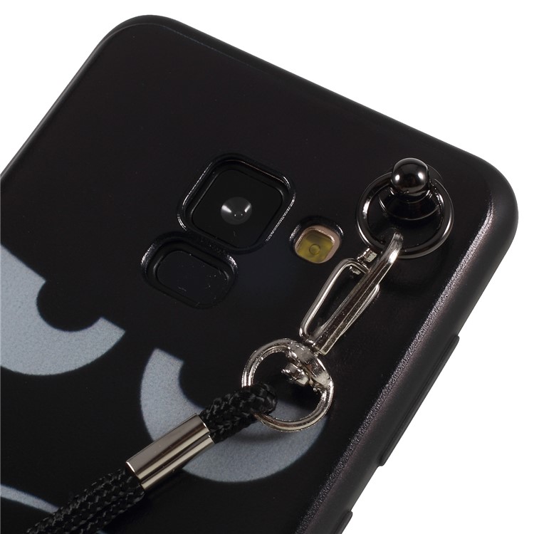 Pattern Printing TPU Jelly Case for Samsung Galaxy A8 (2018) with Wrist Strap - Do Not Touch My Phone-4