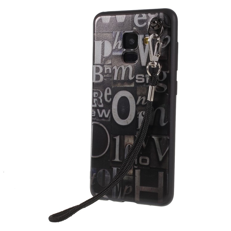 Pattern Printing TPU Gel Cover for Samsung Galaxy A8 (2018) with Lanyard - Characters-1