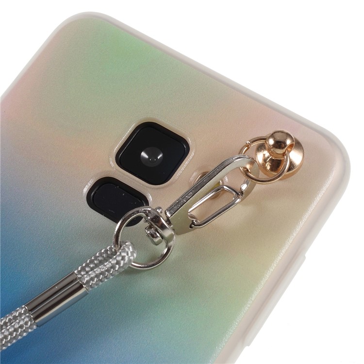 Pattern Printing TPU Back Cover for Samsung Galaxy A8 (2018) with Lanyard - Butterfly and Water-4